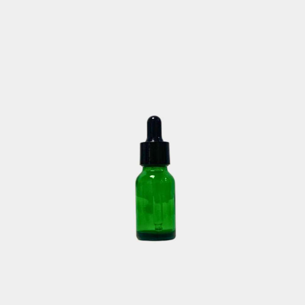 15ml Green Glass Essential Oil Bottle 18/410 With Black Dropper